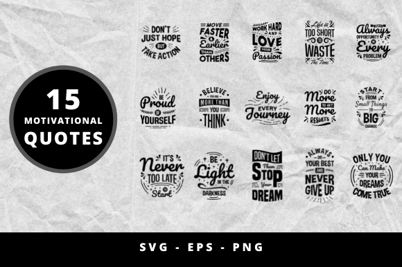 Motivational Quotes Bundle Graphic for Crafts and Graphics